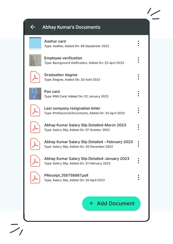 Documents of employee