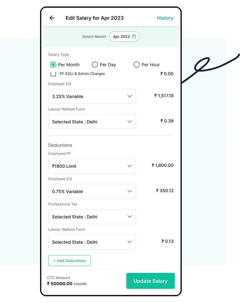 Tax deduction in Salary template