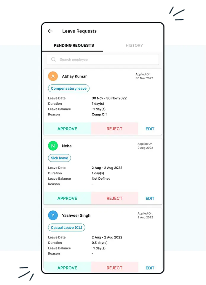 Leave requests android app view