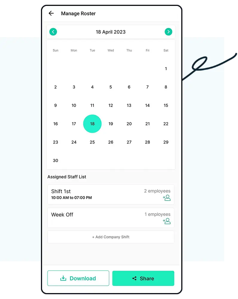Roster management mobile view